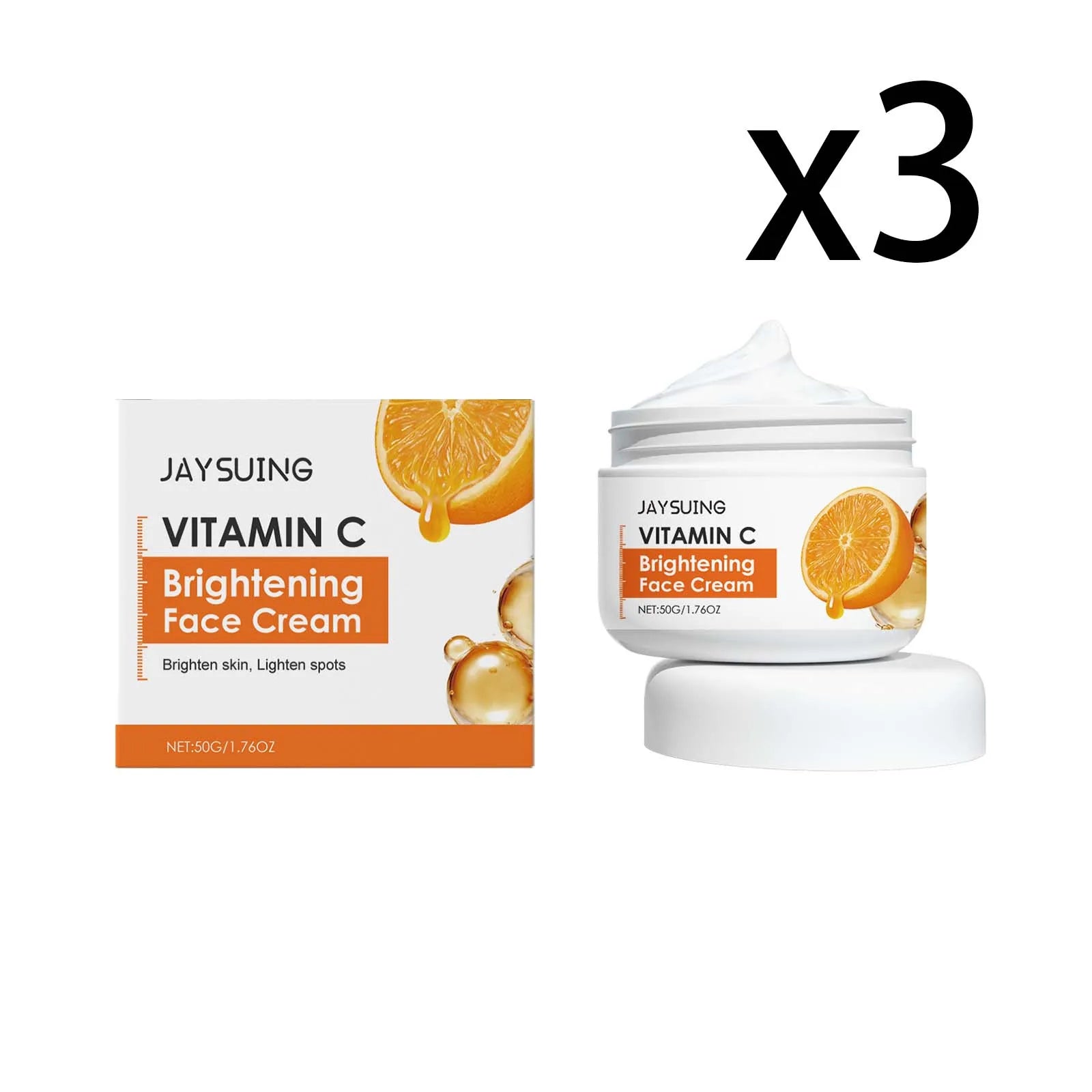 Vitamin C Brightening Face Cream Improve Dullness Powerful Antioxidation Lock Moisture Reduce Fine Line Moisturizing Face Lotion Oasis Select 3x50g 50g