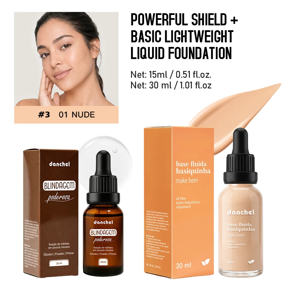2pcs Face Makeup Set, Primer Serum + Liquid Foundation Waterproof Long-Lasting Natural Coverage Makeup Combo for Women Gifts Oasis Select SET 3