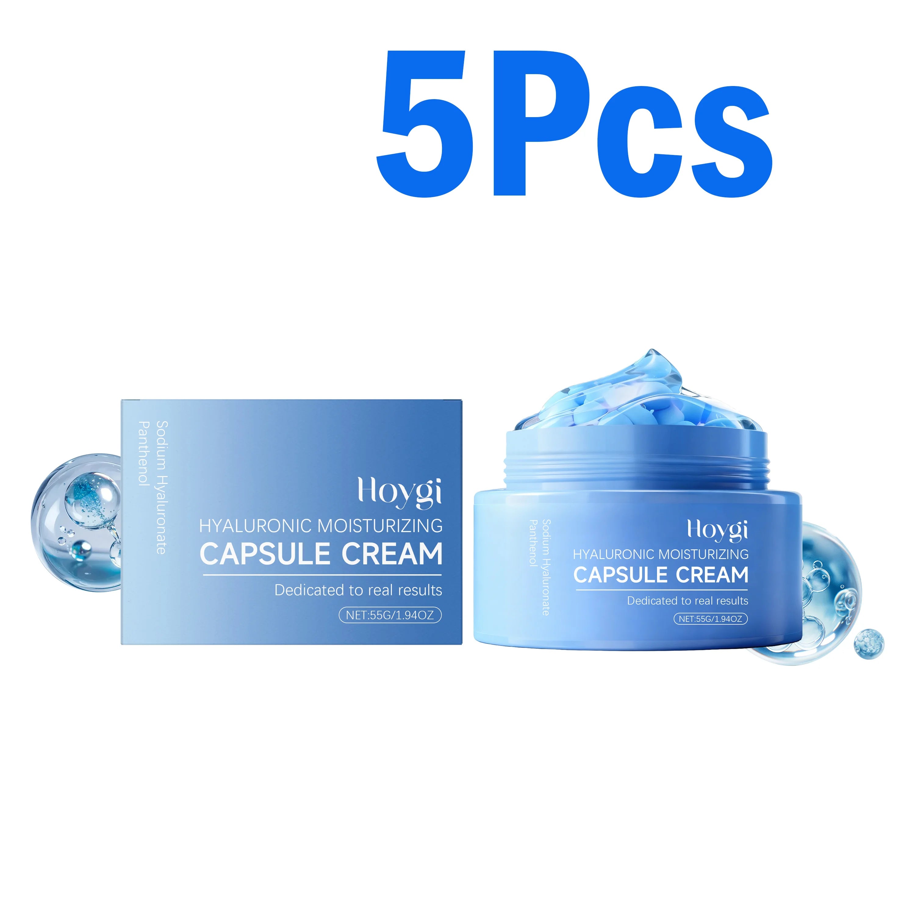 Hoygi Hyaluronic Acid Capsule Cream – Hydration & Barrier Repair Capsule Face Cream Oasis Select 5 x 55g Boxed