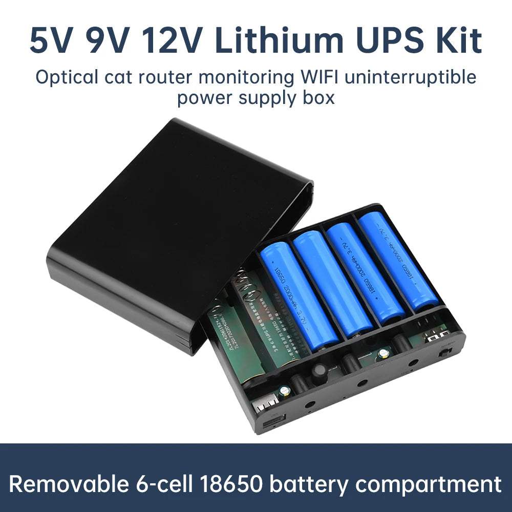 6x18650 Lithium Battery Welding-Free Diy Kit Dc Ups Power Supply Optical Modem Router Uninterruptible Power Supply 5V 9V 12V Oasis Select