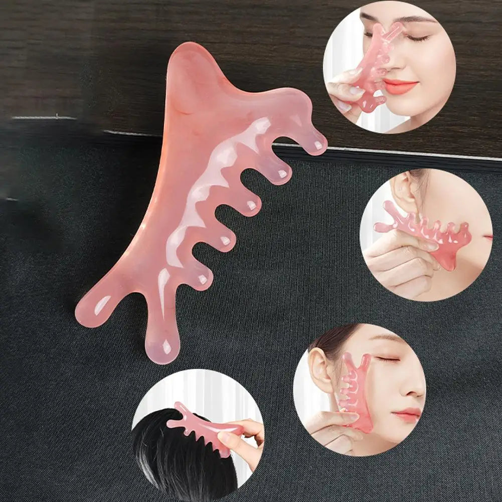 4 in 1 Resin Head Scalp Comb Massager for Hair| Face| Eye Around|Neck|Whoe Body Relaxation |Gua Sha Scraping Comb Massager Tool Oasis Select
