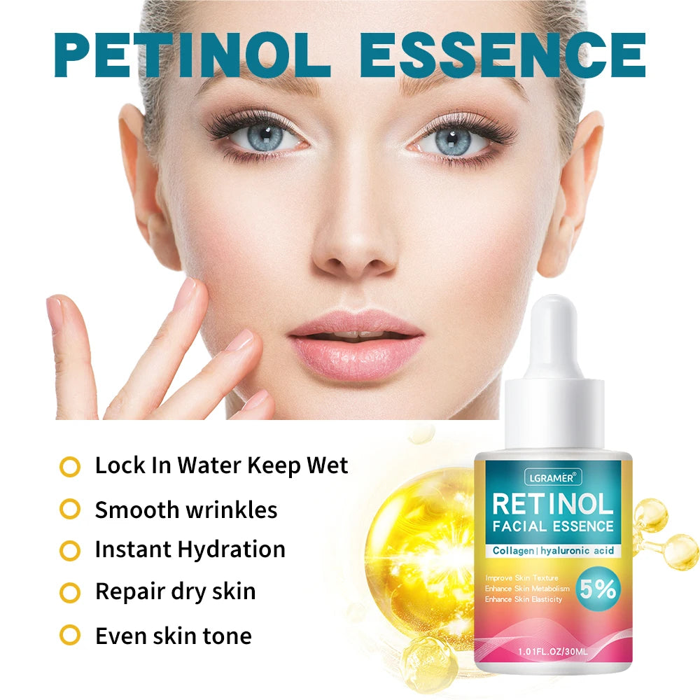 Retinol Anti-Wrinkle Essence Pure Hyaluronic Acid Facial Serum Anti Wrinkle Aging Face Lift Tightening Reduce Eye Finelines New Oasis Select