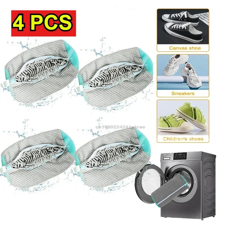 Sneaker Washing Net Bag To Wash Slippers Shoe Laundry Net Washing Machine Bag Slippers Shoes Bags Wash Slippers Washing Shoe Bag Oasis Select 4PCS-grey
