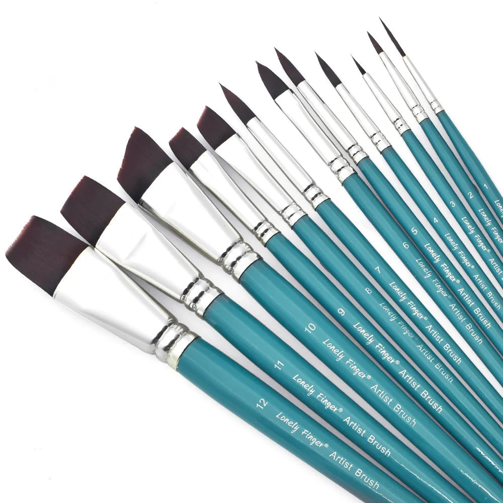 Face Painting Brushes, 12pcs Professional Artist Paint Brush Set for Face Body Painting, Ideal for Artists, Halloween, Cosplay, Oasis Select 12 Blue