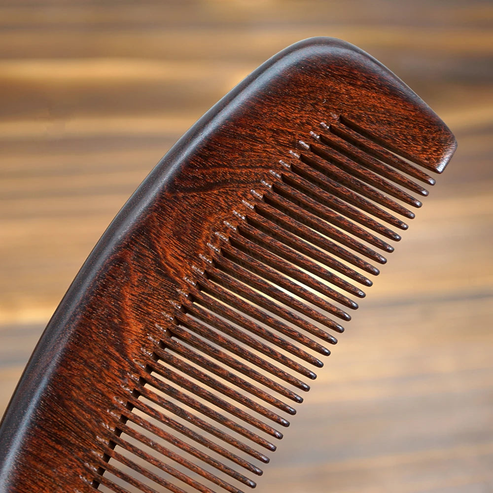 Natural Sandalwood Wide Tooth Comb – Anti-Static Moon Shape Wooden Hair Comb Oasis Select