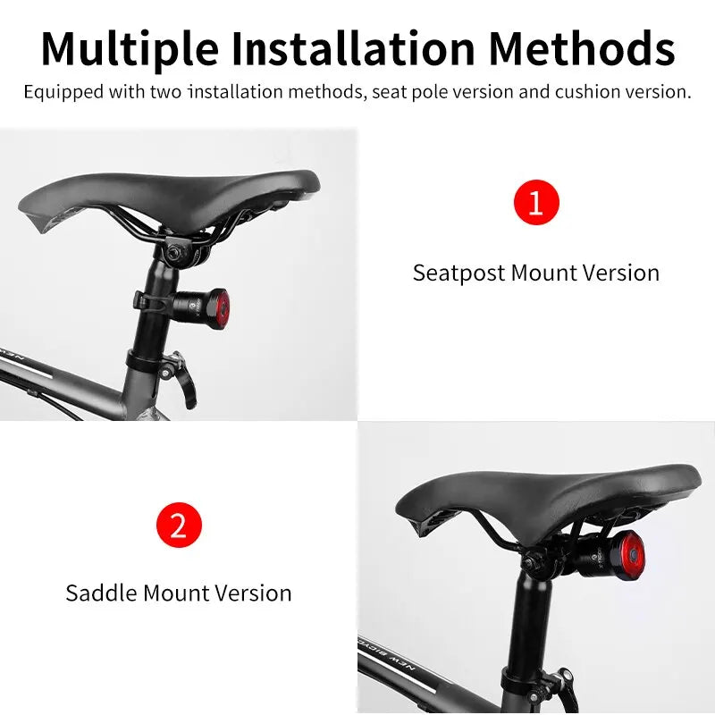 X-TIGER Bike Rear Light Smart Brake Sensing Light Bicycle Tail Light IPX6 Waterproof LED Charging Taillight Cycling Accessories Oasis Select