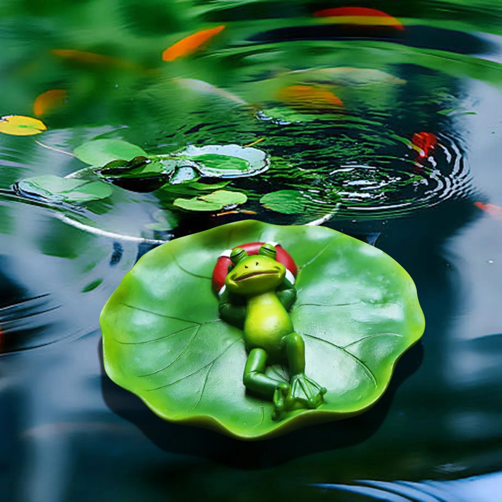 Resin Floating Frog Statue | Garden Pond & Home Decor Sculpture Garden Frog Sculpture Oasis Select