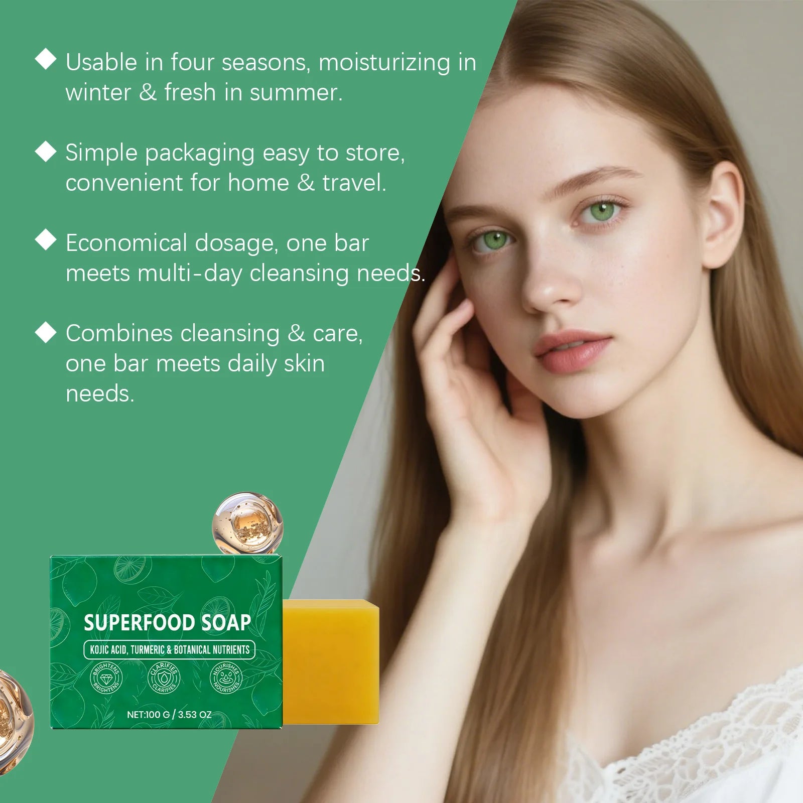 Natural Turmeric Soap for Face & Body Cleanser Handmade Superfood Soap Bar Moisturizing Brightening Skin Exfoliating Face Wash Oasis Select
