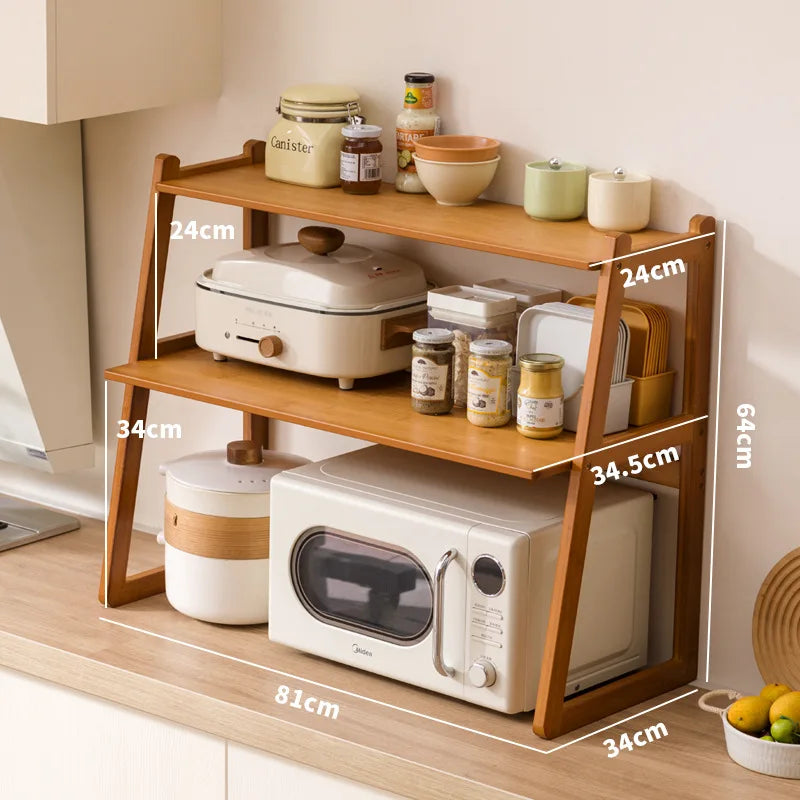 Kitchen Microwave Oven Shelf Household Multi-layer Oven Stand Desktop Countertop Rice Cooker Storage Shelf Oasis Select Brown 81cm