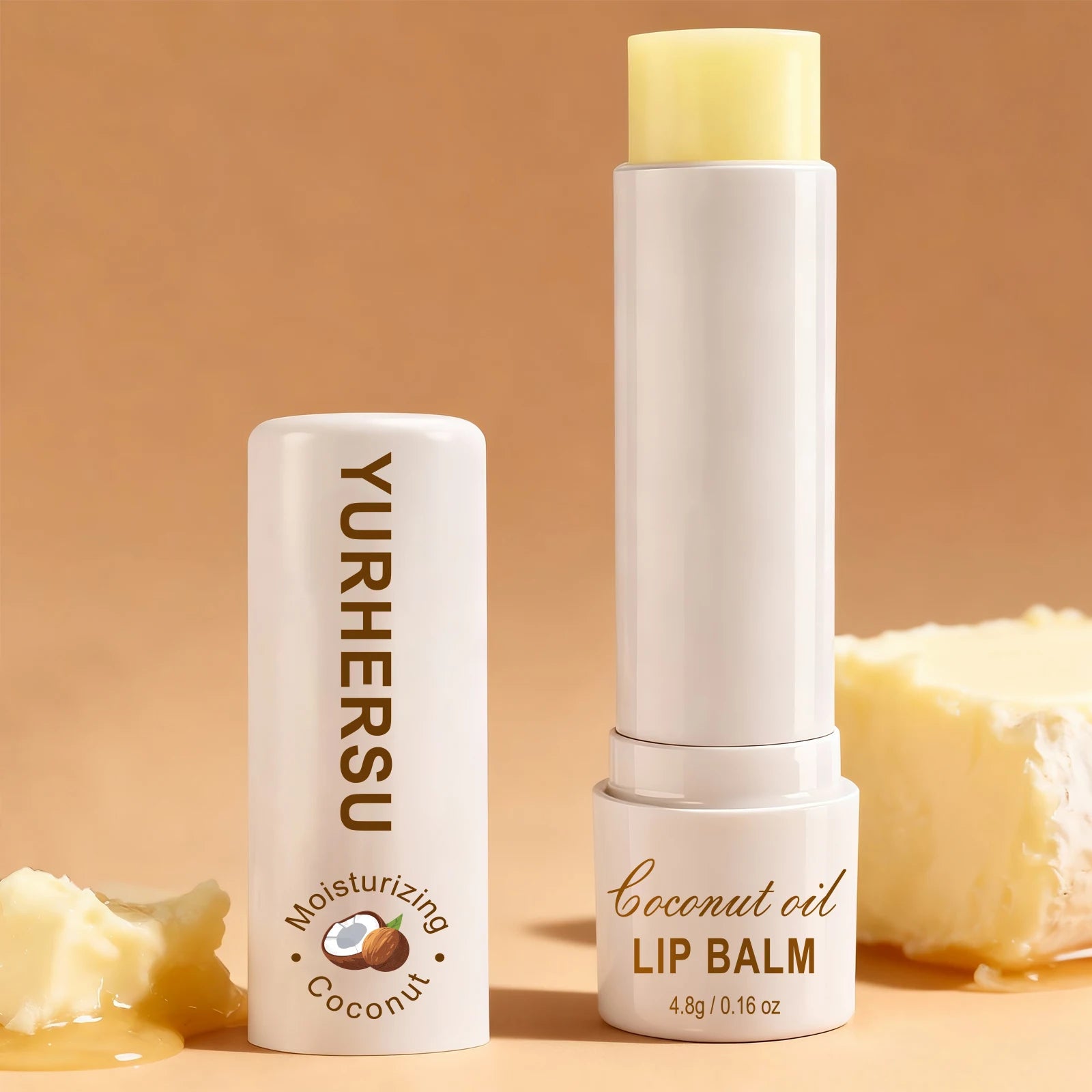 YURHERSU Coconut Oil Lip Balm – Natural Hydration & Moisture Lip Balm Oasis Select WHITE 4.8g