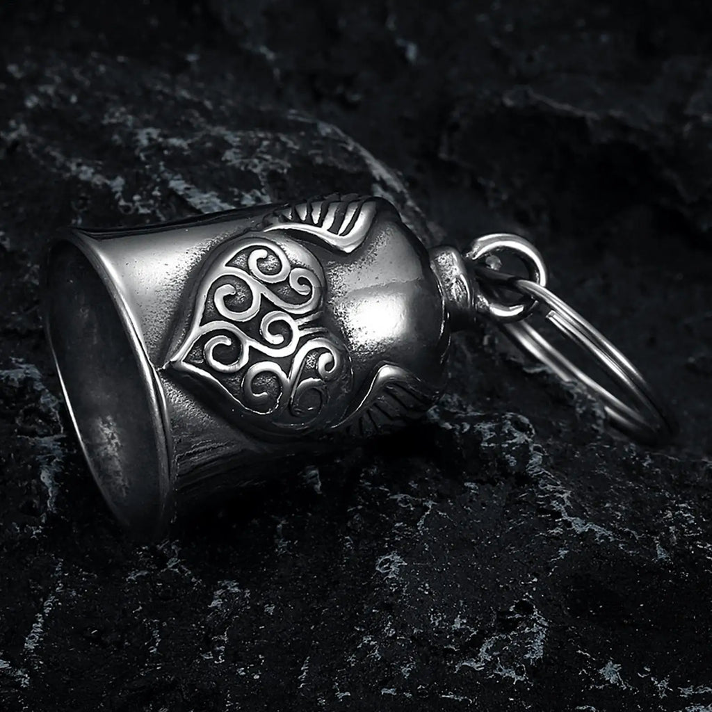 Heart Wing Motorcycle Bell Pendant Heart Lucky Bell style riding Bell Good Luck Bell Retro Motorcycle Safety Bell decoration Oasis Select