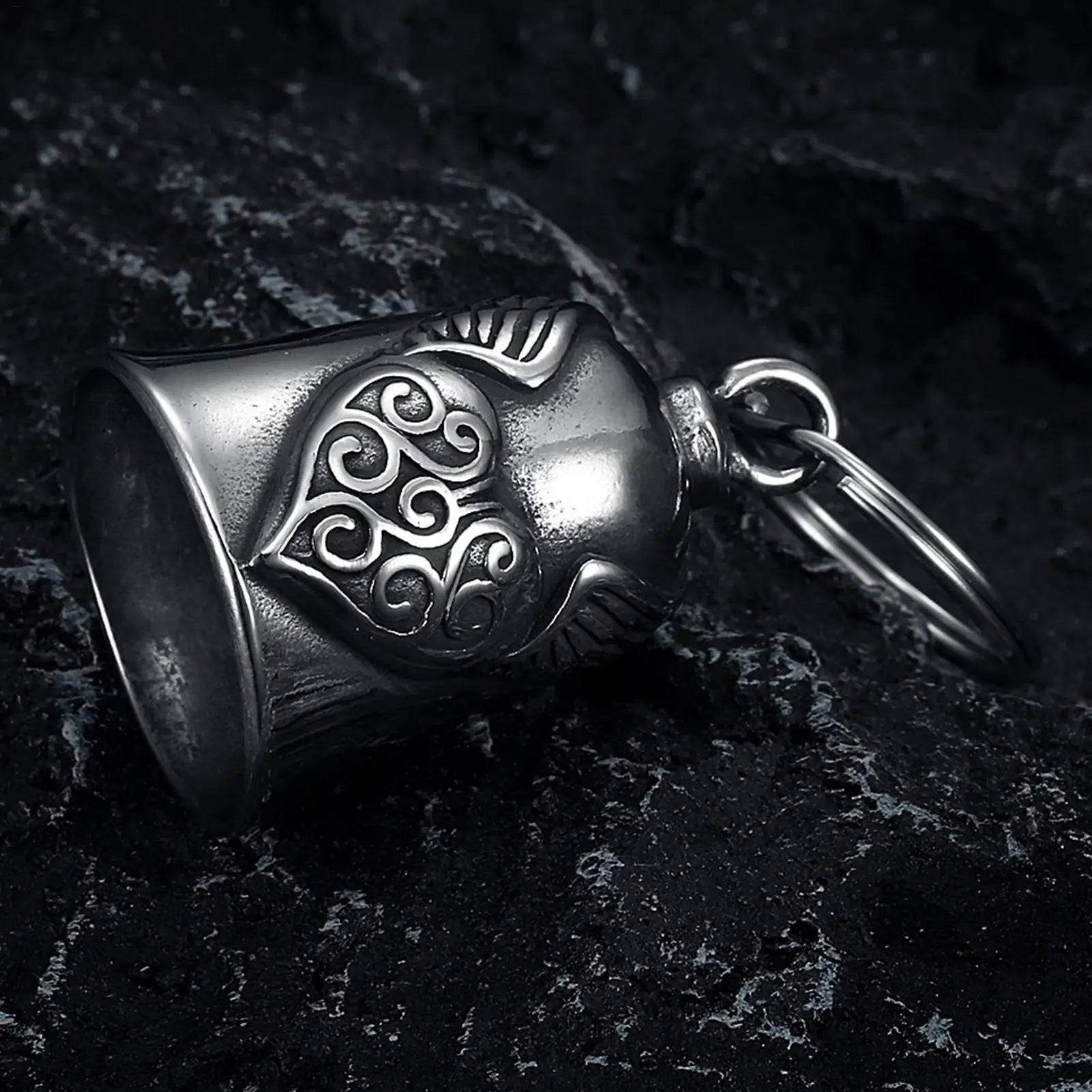 Heart Wing Motorcycle Bell Pendant Heart Lucky Bell style riding Bell Good Luck Bell Retro Motorcycle Safety Bell decoration Oasis Select