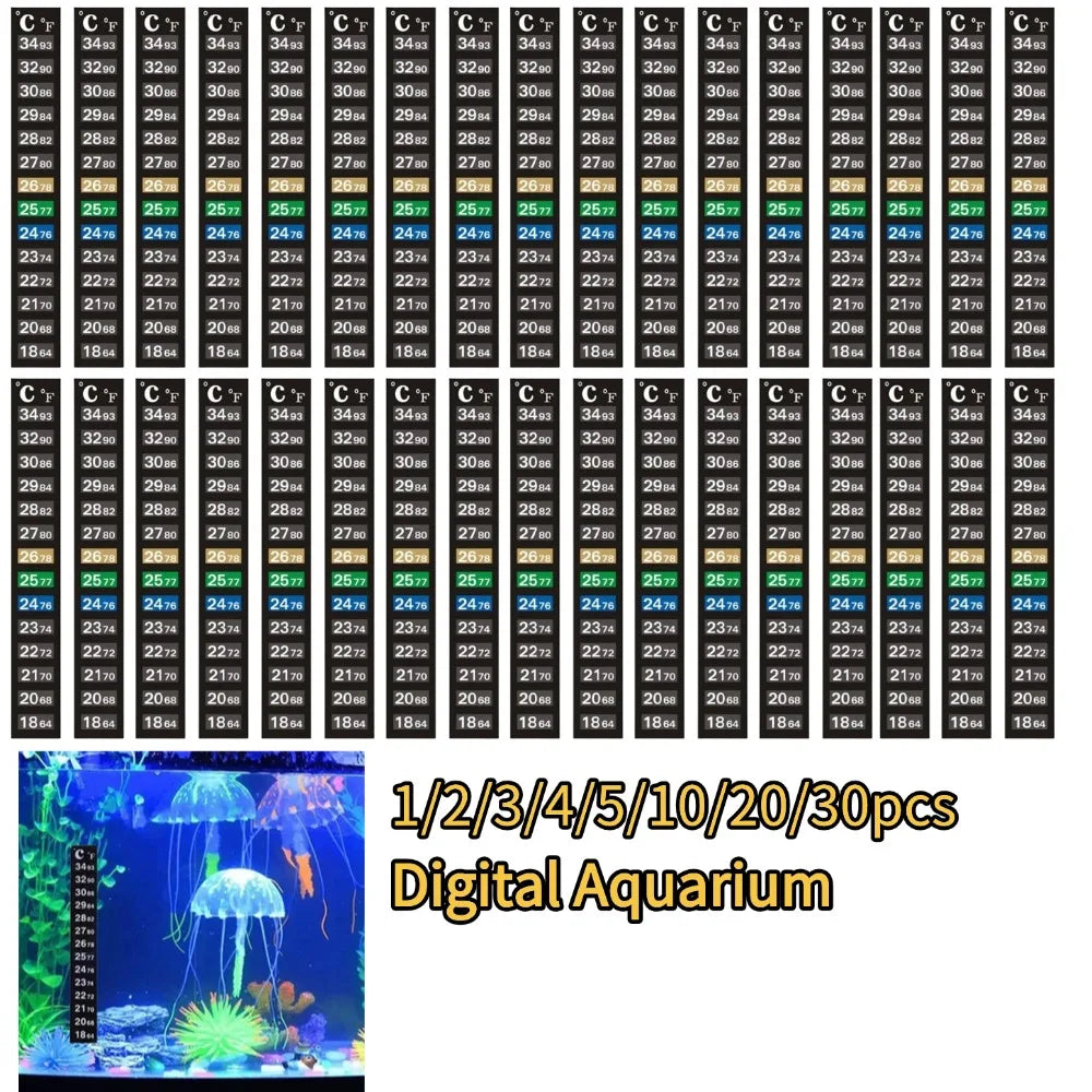Digital Aquarium Home Stick-on Thermometer Fish Tank Strip Dual Scale C/F Discolor Temperature Measurement Sticker Tools Oasis Select