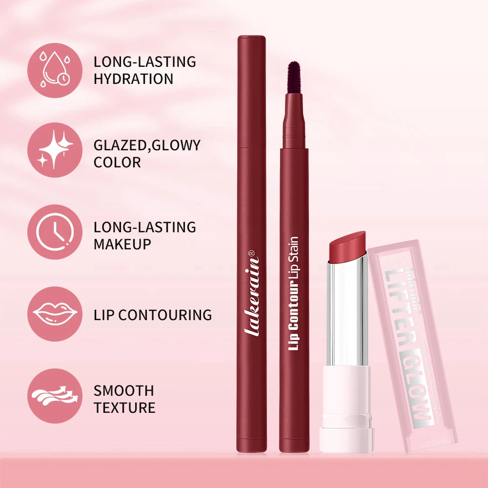 2pcs/set Lip Liner Pencil Smooth Moisturizing Lip Balm Lip Coutour Natural Look Long Lasting Hydrating Lips Makeup Kit Oasis Select
