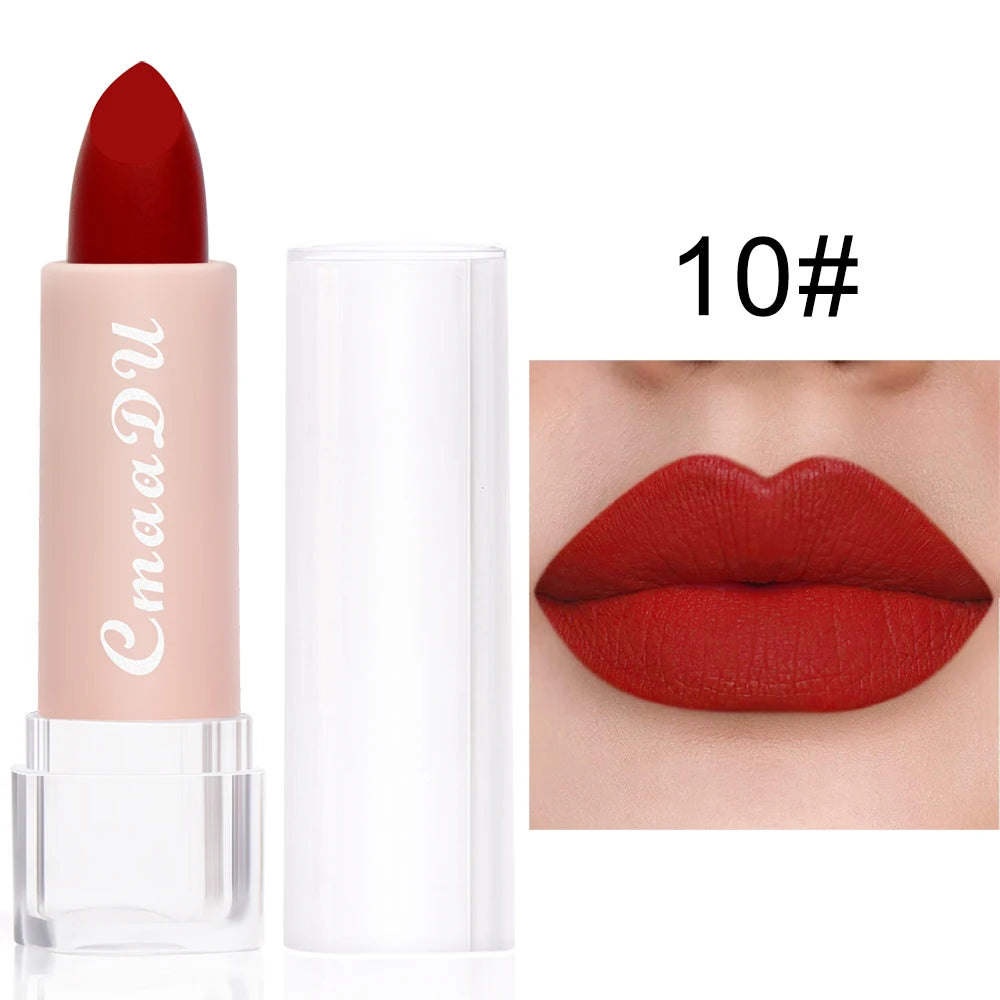 1 Pcs Velvet Matte Lipstick Long-Lasting Non-Stick Cup Waterproof Moisturizing Lip Gloss Fashion Classic Shades For Daily & Date Oasis Select 10