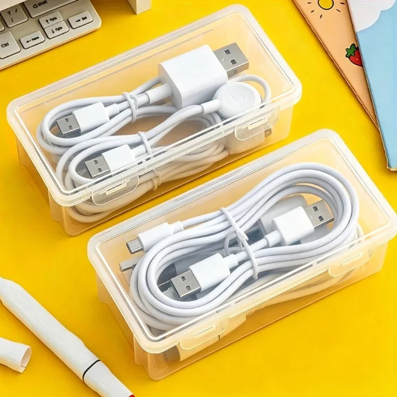 2pcs Set Large Capacity Transparent Storage Box, Portable Tension Organizer for Small Tools - Pencil Oil Pastels Crayons Case Oasis Select 2pack