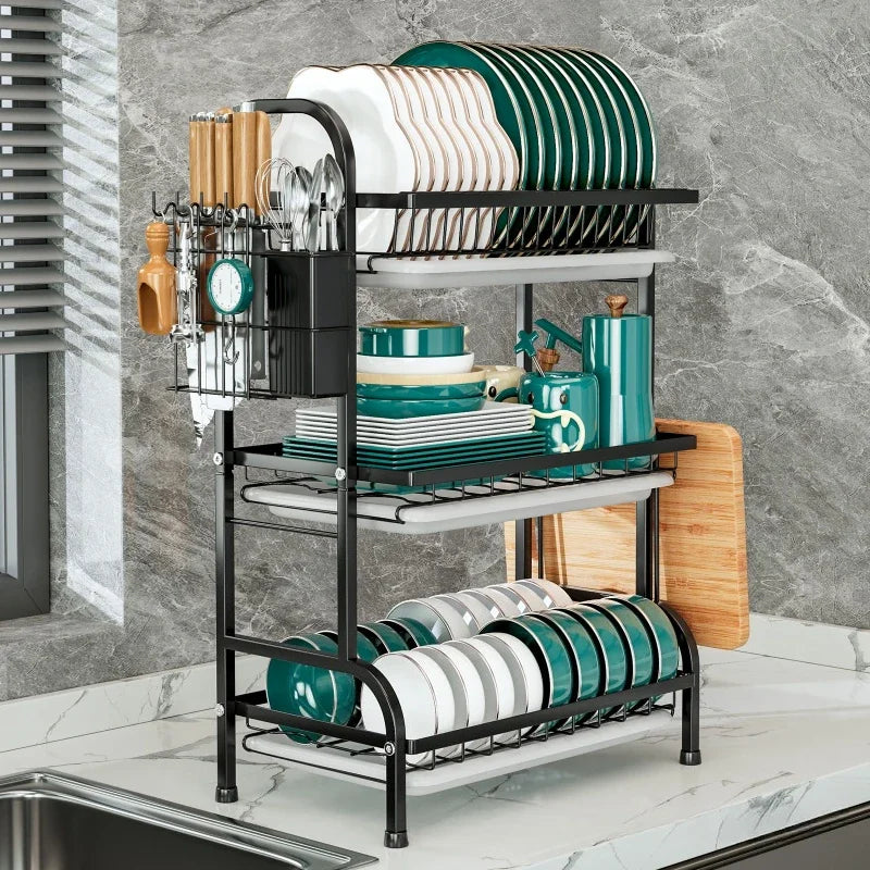 Kitchen Dish Storage Rack Pull Dish Water Filter Rack Countertop Multifunctional Dish Rack Dish and Chopsticks Drain Rack Oasis Select