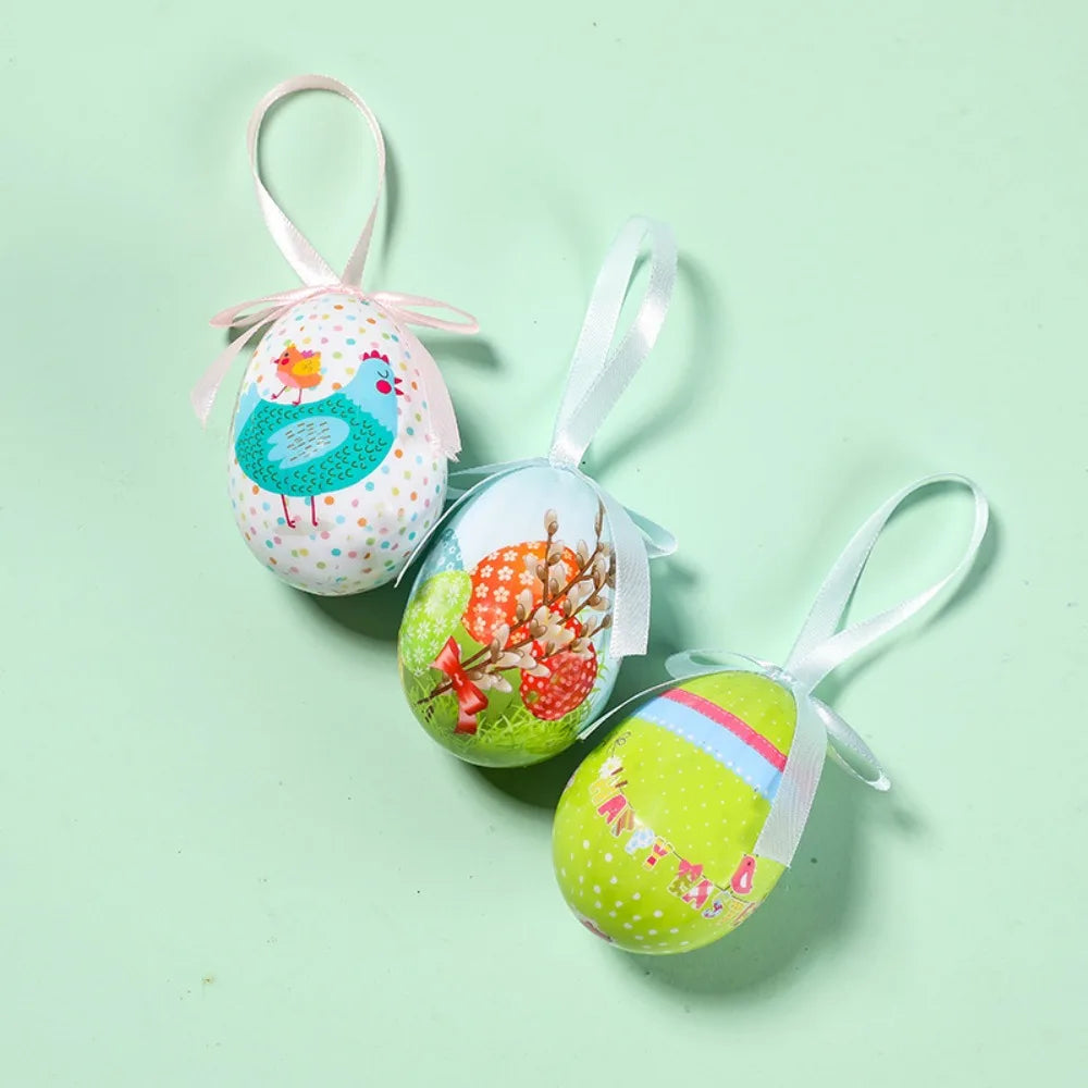 Painted Foam Easter Egg Hanging Ornaments – 3 Pack DIY Décor