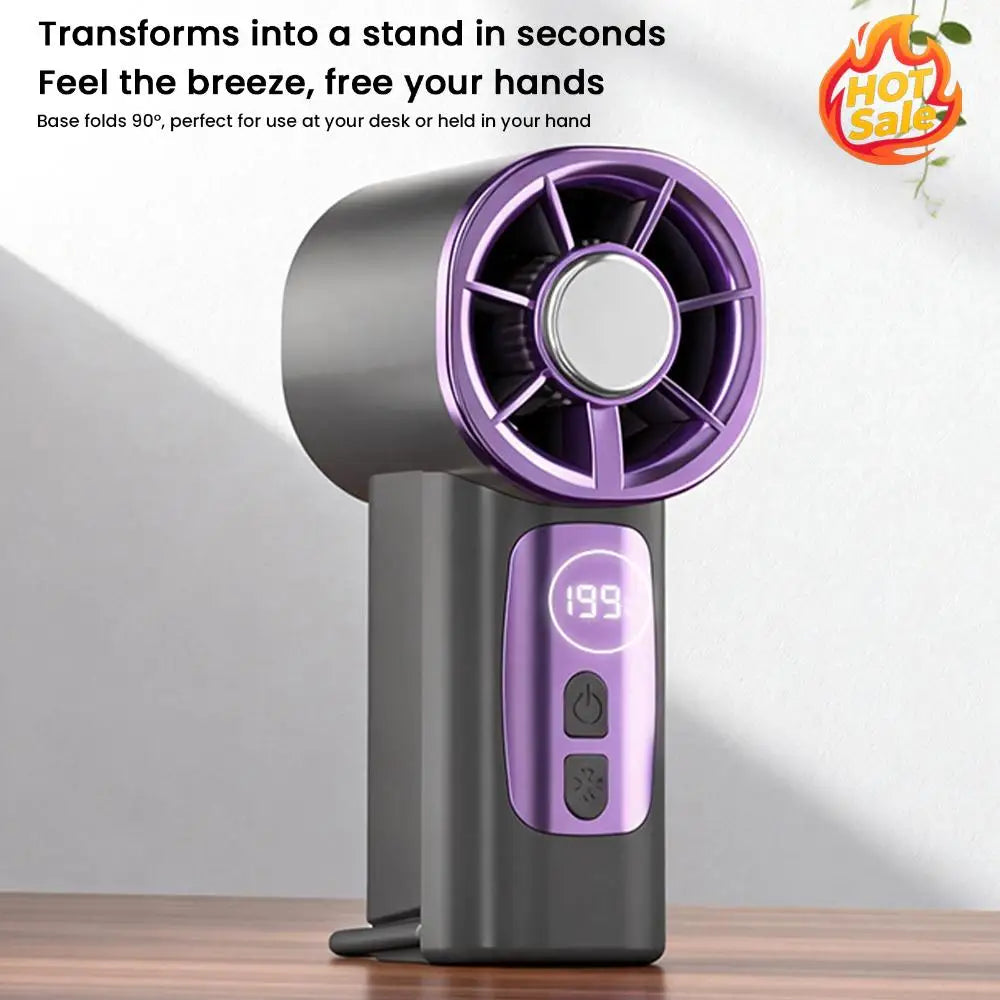 Rechargeable Handheld Fan with Cooling Plate Pocket Fan 199 Stepless Speeds with Digital Display for Camping Vacation Outdoor Oasis Select