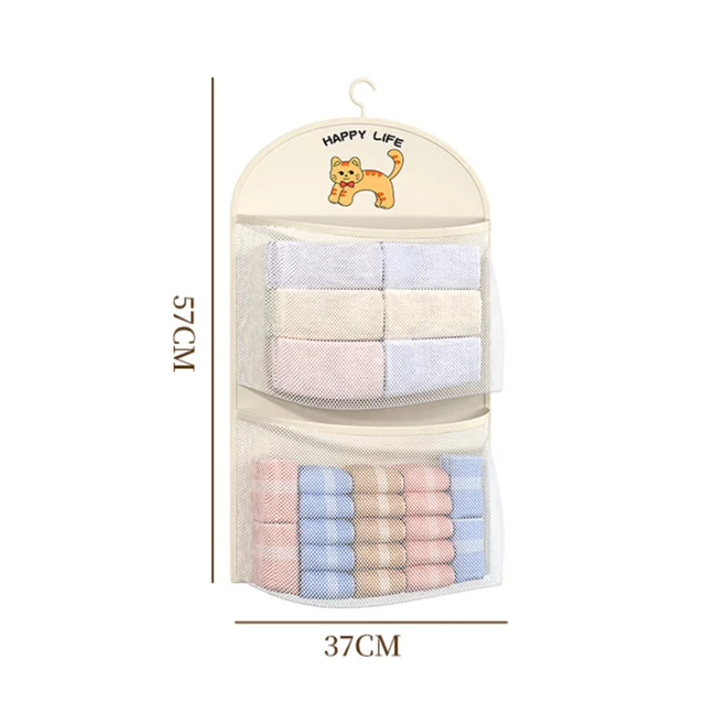 2/3Layer Large Capacity Storage Mesh Bag Underwear Socks Storage Bag Breathable Wardrobe Organizer With Clothes Hanger Oasis Select M