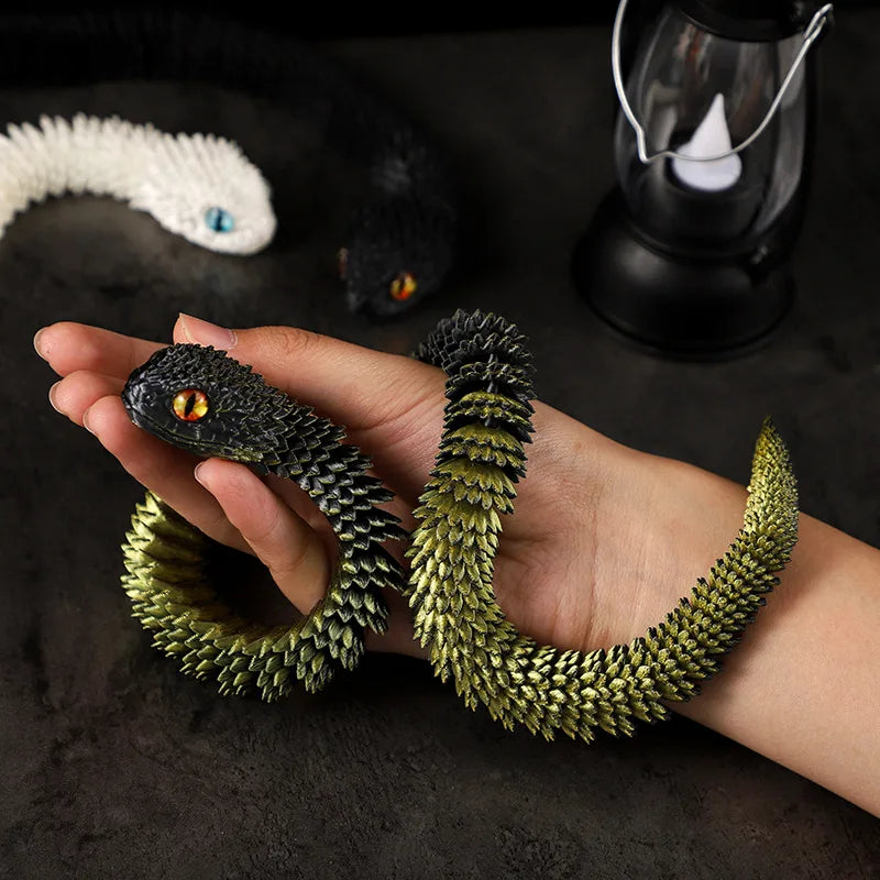 Snake Sculpture Articulated Snake Decor Articulated Snake Figurine with Movable Joints 3d Printed Model for Home for Bookshelf Oasis Select
