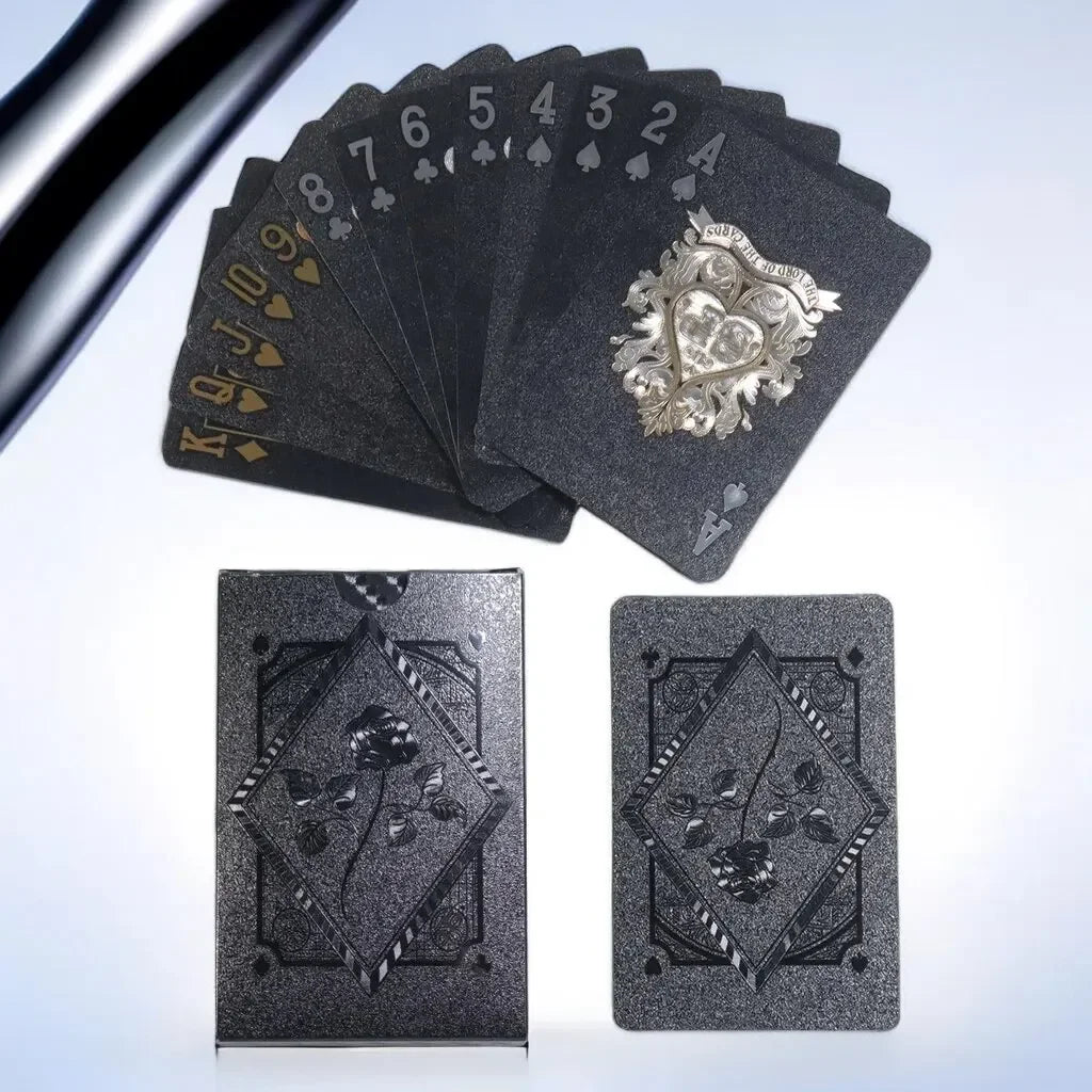 Black Rose Deck Poker Frosted Waterproof Plastic Playing Cards Texas Poker Collection Commemorative Chess Practical Party Gift Oasis Select