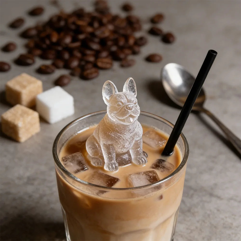 3D French Bulldog Silicone Ice Cube Mold Animal Shaped Candy Chocolate Soap Mold Cute Dog for Coffee Whiskey Cocktails Oasis Select