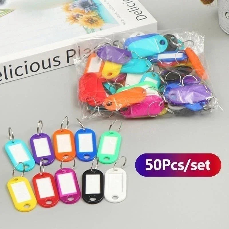 50pcs Colorful Plastic Tags Hotel Number Classification Card Key Tags Label Name Baggage Tag ID Name Tags With Split Ring Oasis Select 50pcs mixed color