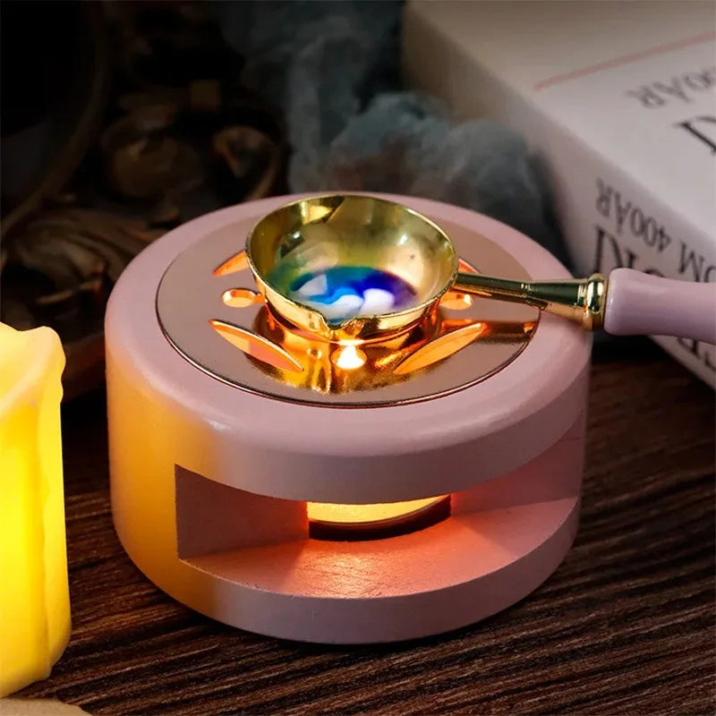 Retro Sealing Wax Melting Kit Mini Furnace Pot and Spoon Combo Practical Wax Seal Accessory for Handmade Craft Decor Oasis Select
