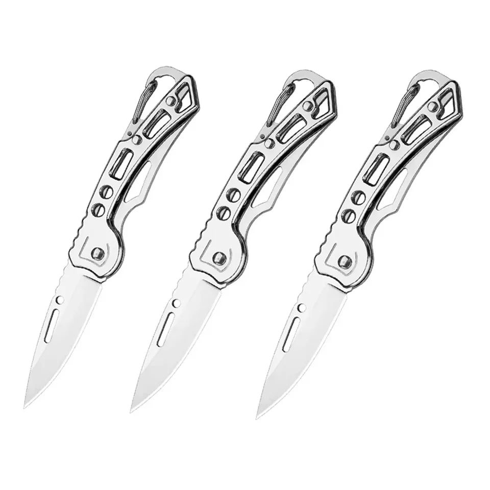 3/6pcs Folding Pocket Knife Stainless Steel Survival Hunting Camping Fishing Portable Fruit Knife Carrying Key Outdoor Tools Oasis Select Silvery-3pcs