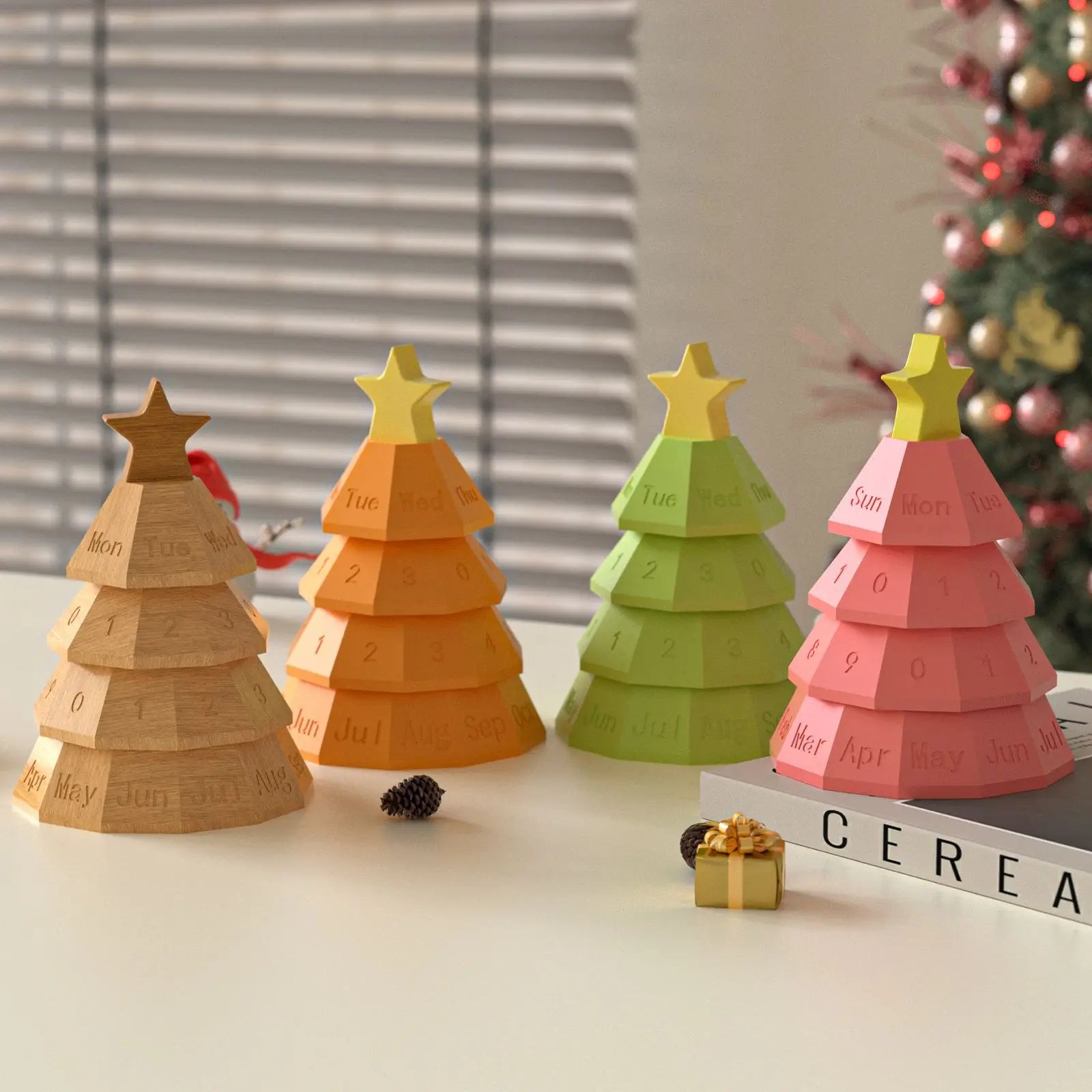 Perpetual Calendar Resin Mold Christmas Tree Storage Box Silicone Mold DIY Aromatherapy Plaster Desk Calendar Ornament Mold Oasis Select
