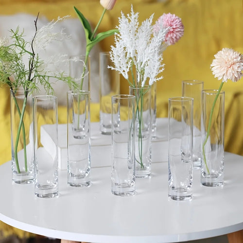 12 Pieces Glass Cylinder Vase, Clear Small Flower Vase, Home Decoration Vase, Party Decoration Vase, Suitable for Wedding Oasis Select