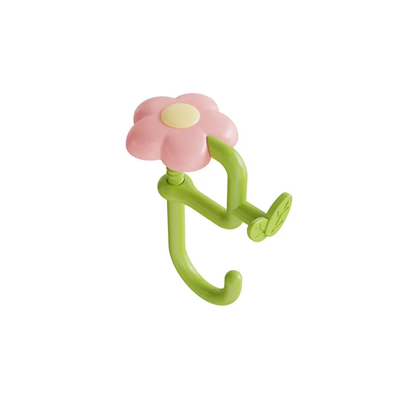 Desktop Storage Hook Flower-Shaped Adjustable Hook Desk Edge Hook Removable For Office Headphones Backpacks Oasis Select Pink