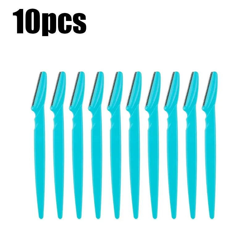 5/10Pcs Eyebrow Trimmer Makeup Tools Safe Eye Brow Razor Face Body Hair Removal Shaver Blades Woman Eyebrows Shaping Knife Oasis Select 10pcs Blue