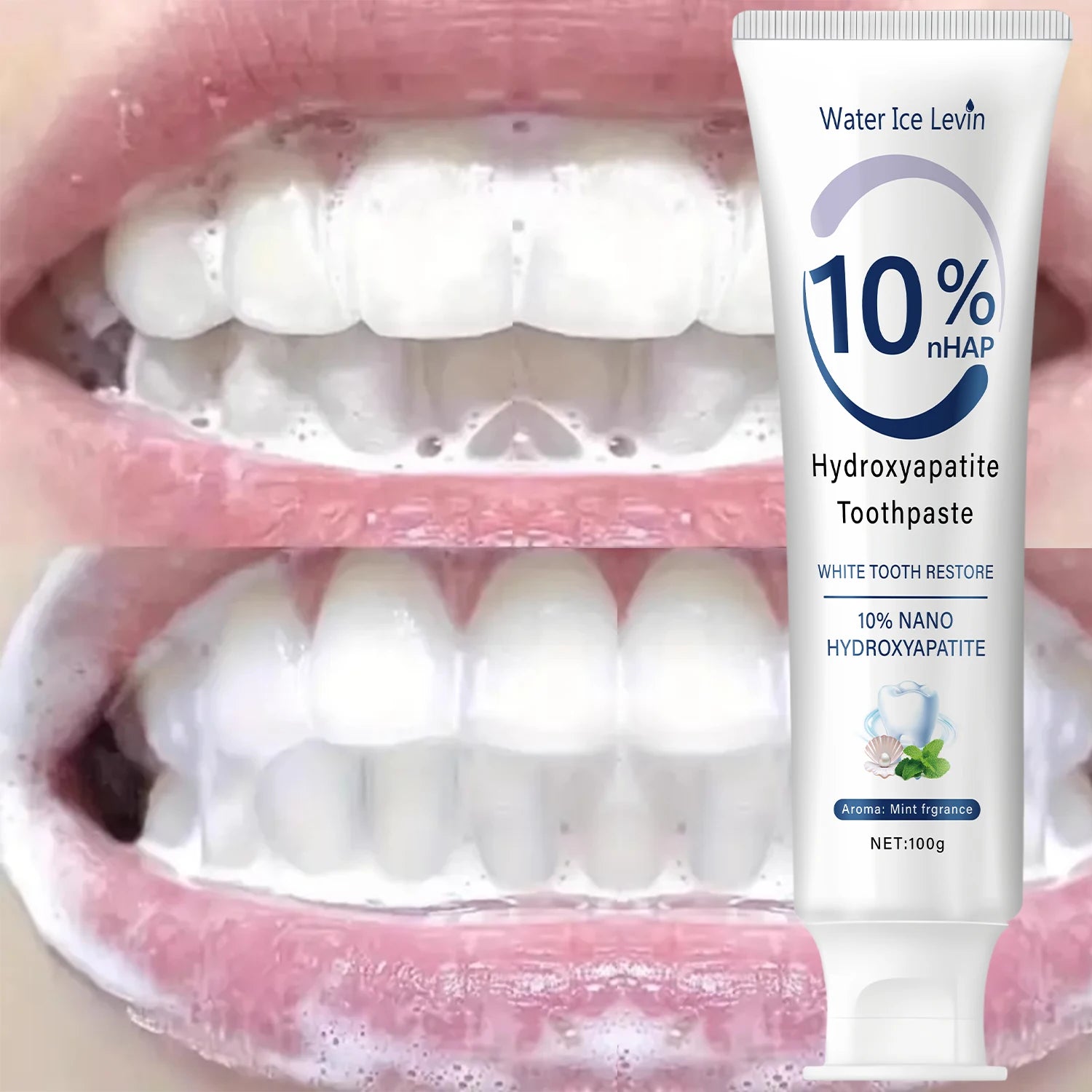 10% Nano Hydroxyapatite Toothpaste Restores White Teeth. Protects Gums. Deep Cleans. Brightens Smile. 100g Fresh Mint. Oasis Select