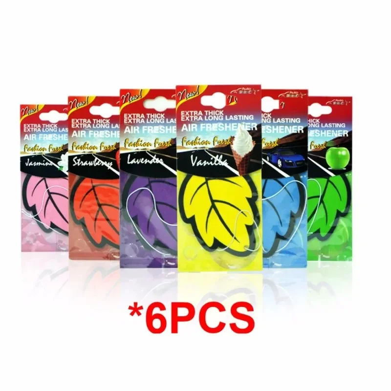 6PCScar accessories interior Car Air Freshener Natural scented tea paper Auto Hanging Vanilla perfume fragrance Leaf Shape Oasis Select 6pcs