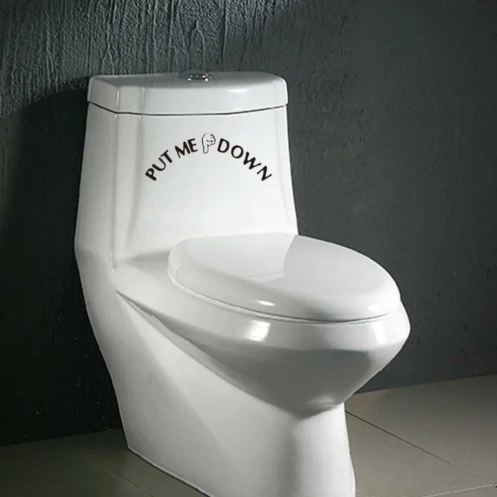 Gesture Hand Decal Funny Bathroom Toilet Seat Wall Sticker Sign For Put Me Down Home Art Refrigerator Sticker Decals Oasis Select
