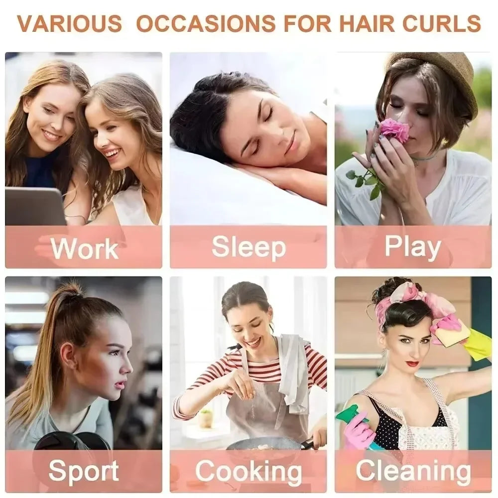 No Heat Hair Rollers Heatless Curling Rod Headband Soft Hair Curler Satin Curlers Curls Sleeping Bonnet Night Cap Styling Tools Oasis Select
