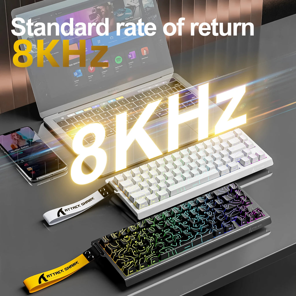 Attack Shark X68HE Magnetic Switch Keyboard | 0.01mm Precision, 0.125ms Low Latency, 8KHz Polling & RGB Customization for Esport Oasis Select
