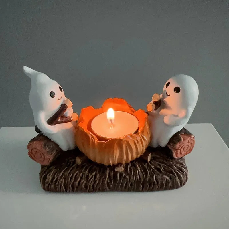 Halloween Home Decoration Ghost Candle Holder Without Candles Decorative Metal Stand Unique Ghost Design Perfect for Spooky Oasis Select