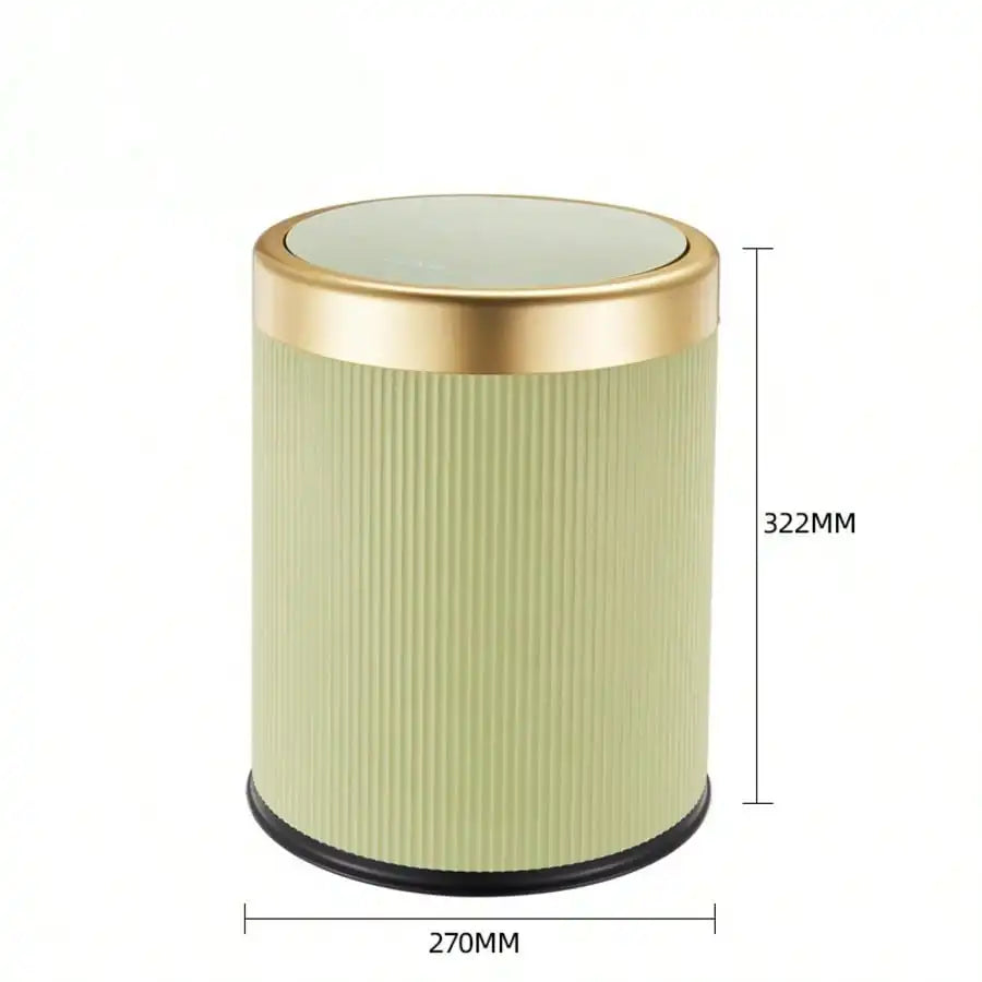 Fashionable Circular Wastebasket Durable Plastic Recycle Bin Large Capacity Double Double-layer Kitchen Garbage Cube Trash Can Oasis Select light green 15L