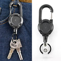 Anti-theft Metal Easy-to-pull Buckle Rope Elastic Keychain Retractable Key Ring Anti Lost Ski Pass ID Card Oasis Select Black
