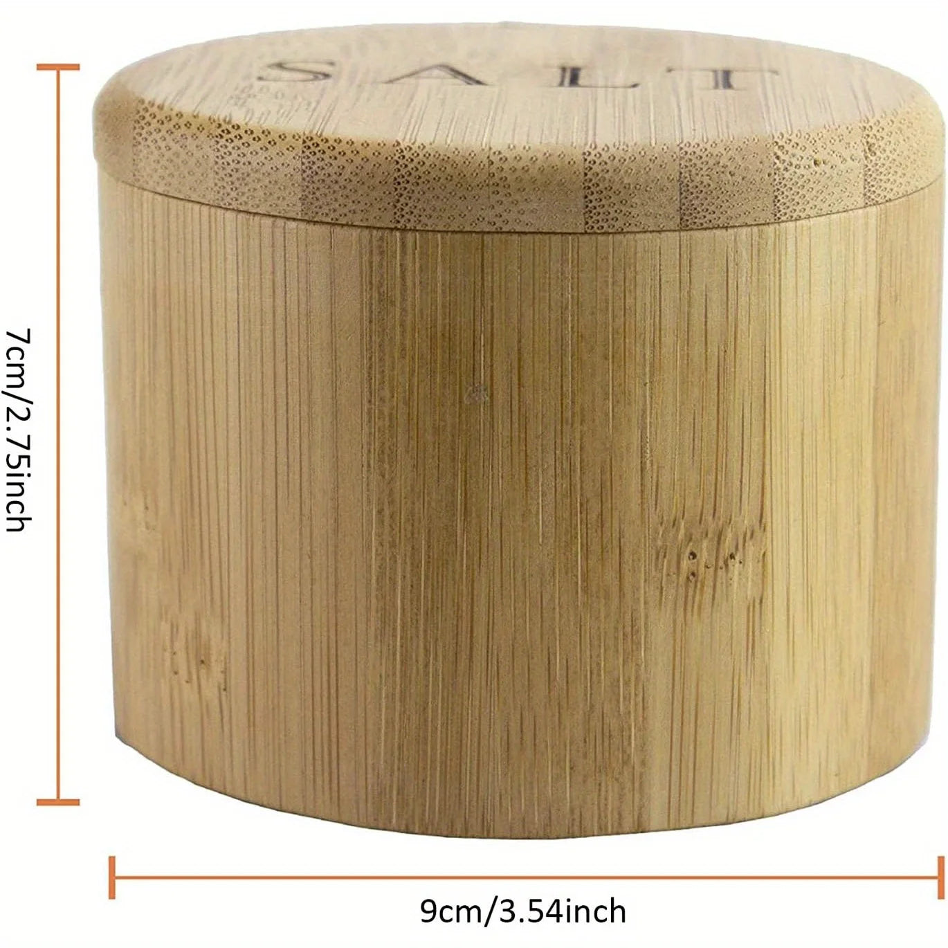 1pc Bamboo storage box with magnetic twist-off lid, salt engraving on the lid. Oasis Select