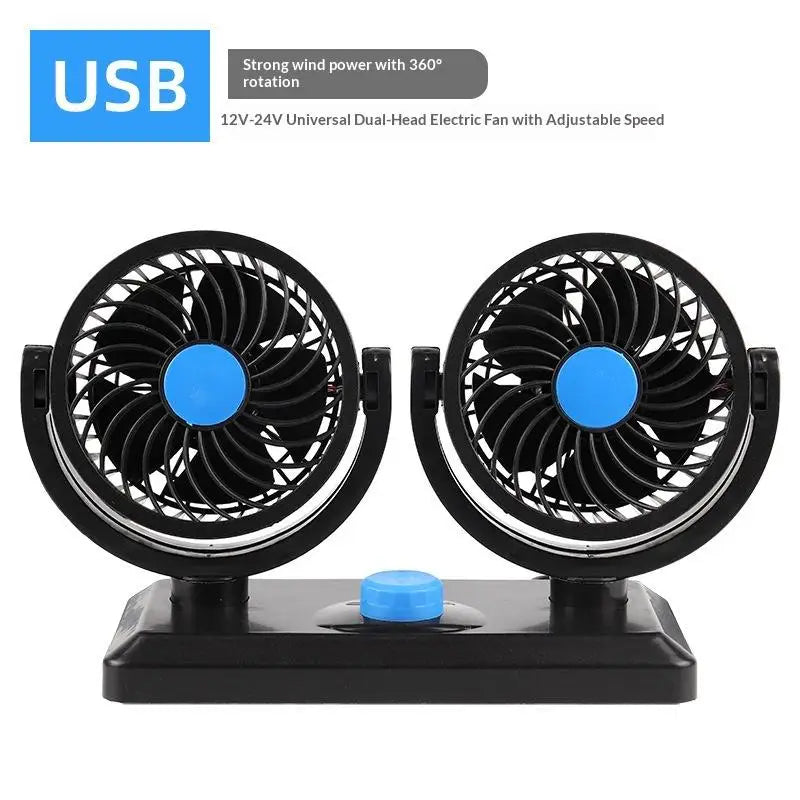 Professional Dual Fans 360 Rotation Multi Angle Cooling Fan For Sedan RV Truck Boat Vehicles Camping Office Desk Use Accessory Oasis Select C