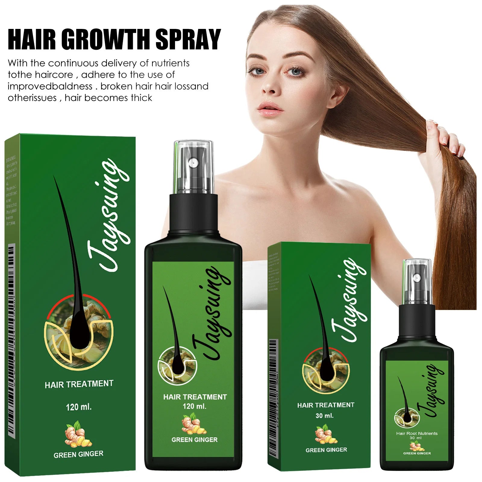 Ginger Hair Growth Serum Spray Scalp Treatment Nourish Hair Root Strengthen Prevent Loss Repair Follicle Smooth Essence Nutrient Oasis Select