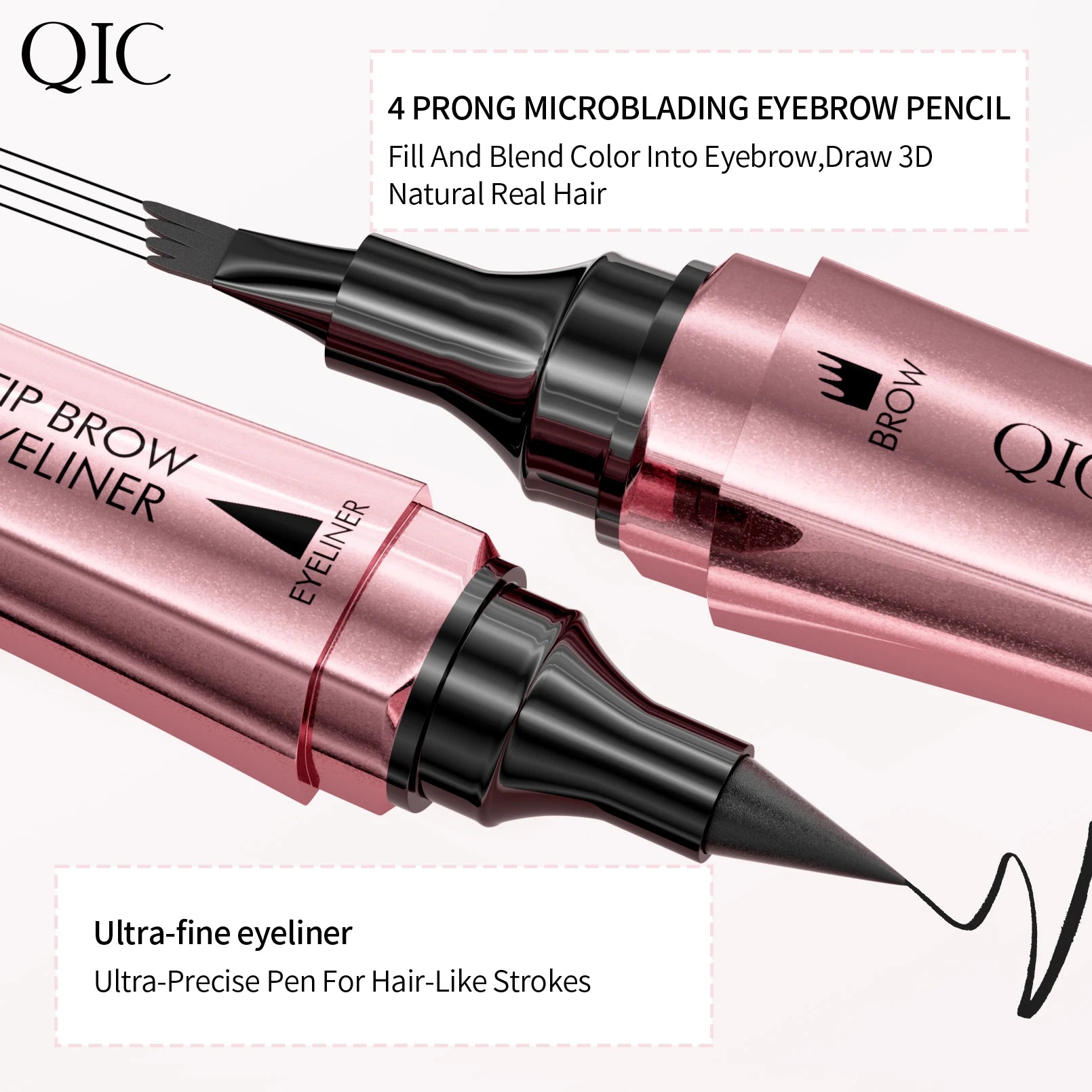 QIC 4-Split Tip Waterproof Liquid Eyebrow Pen – 4 Colors