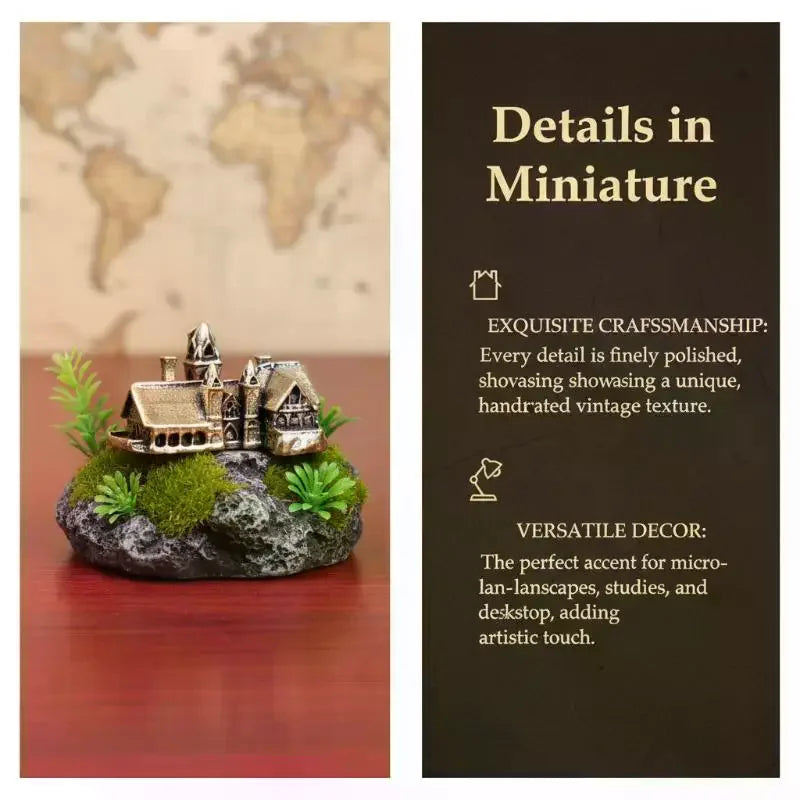 Brass Small House Miniatures Figurines Castle Architecture Micro Landscape Craft Home Decorations Accessories Oasis Select Default Title