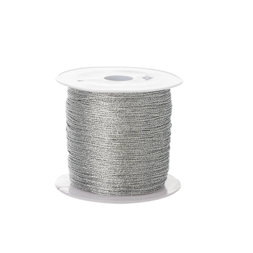 0.4mm 50m Crafts Nylon Cord For Jewelry Making Beading Braided Nylon Satin String for Bracelets Rattail Trim Chinese Knot Oasis Select Silver 0.4mmX50m