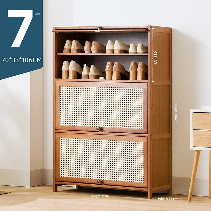 Imitation rattan woven shoe cabinet, simple shoe rack at the door of the home, economical storage, multi-layer dust-proof Oasis Select Seven floors 70 long