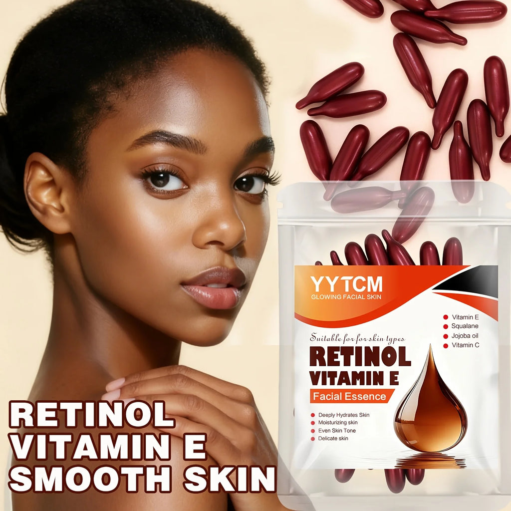 Retinol Vitamin E Deep Moisturizing Capsule Essence, Hydrates, Firms, and Smooths Skin, Contains Plant-Based Squalane, Vitamin C, Deep Moisturizing and Brightening Skin Essence (0.4Gx30 Capsules)/Pack-1 Pack Oasis Select